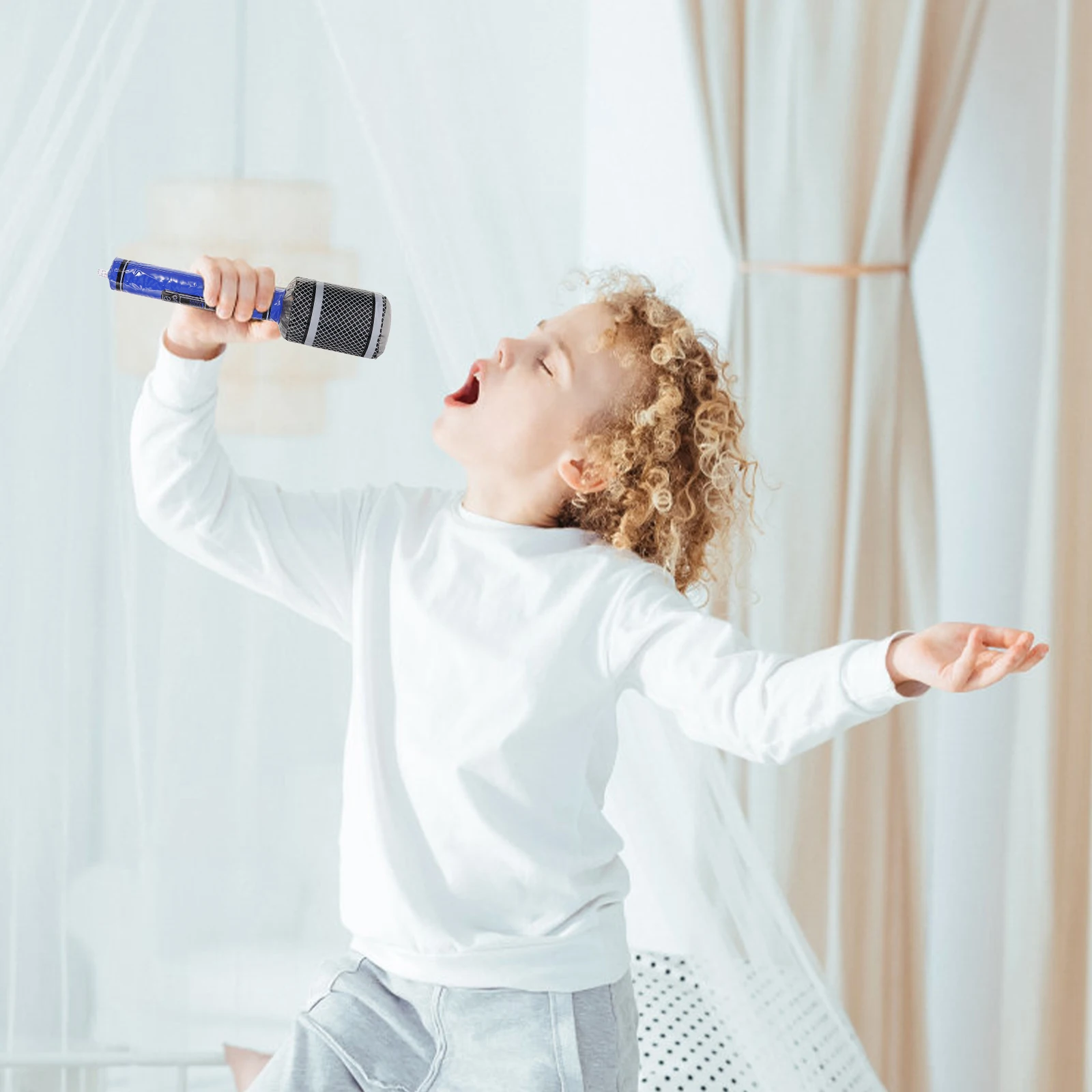 Ensemble de faux microphones colorés, 8 pièces, accessoires de chant gonflables pour enfants, Look réaliste, décoration Portable pour spectacle sur scène, fourniture de fête