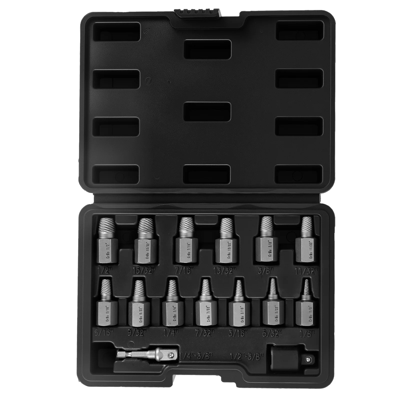 

15 шт., набор экстракторов для винтов, термообработка, устойчивый к растяжению, набор для снятия болтов со спиральным шлицем, легко зачищенный сломанный ржавый болт