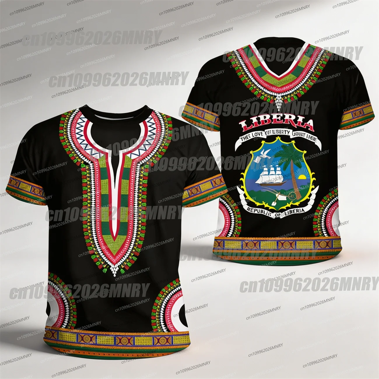 Liberia Man T-Shirt Summer Men Short Sleeve LR National Emblem Flag 3D Print Round Neck Sports Fitness Male Clothing Tops