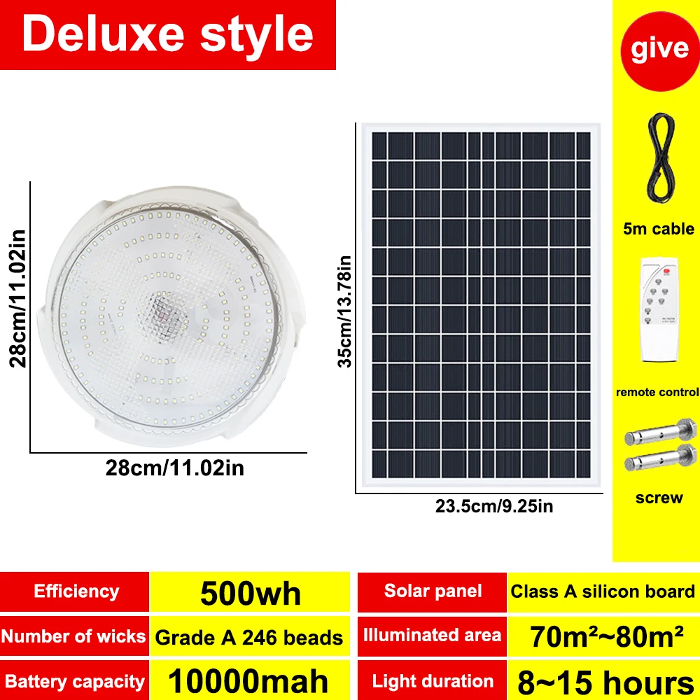 

Solar Ceiling Light Home Sensing Remote Control Timer Light Solar Indoor Balcony Courtyard Corridor Door Ceiling Light