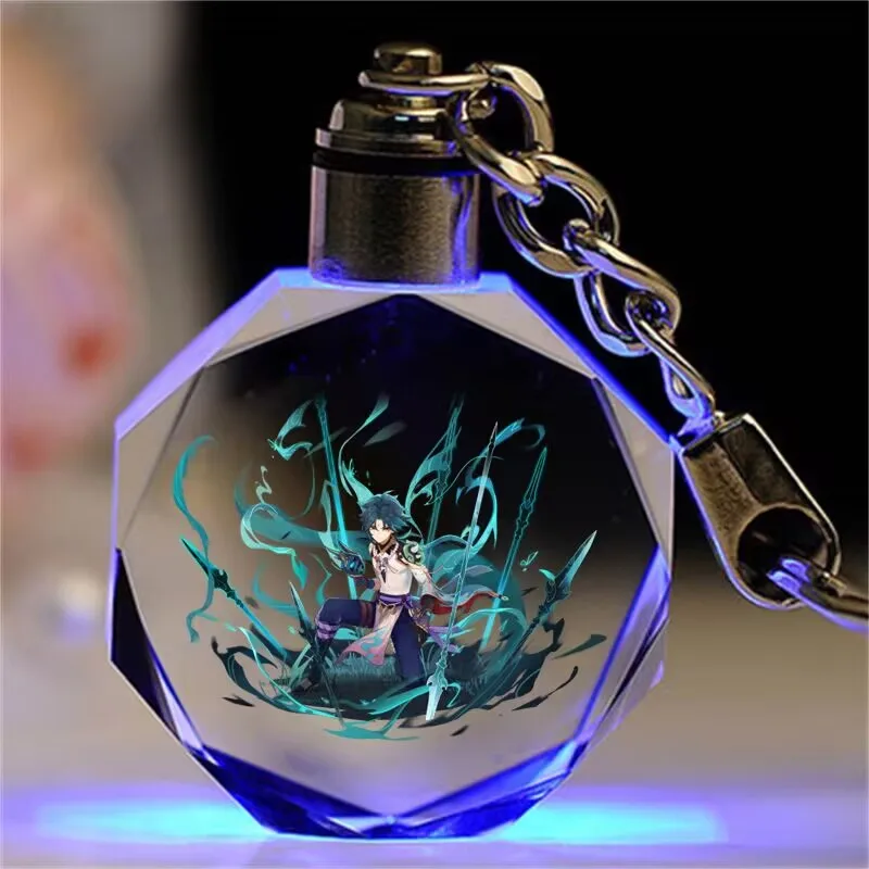 Genshin Impact, брелок с кристаллами вспышки из мультфильмов и аниме, подвеска для школьной сумки, Raiden General, орех, Чжунли, Сяо, сувенир
