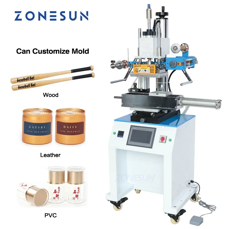 ZONESUN ZY-819R Press Simulator Cursived surface Stamping Machine leather LOGO Creasing machine name card stamping machine