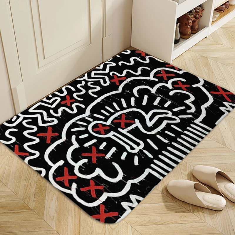 Outdoor Entrance Doormat A-Keith Harings Bathmat Room Carpet for Kitchen Floor Mats Front Door Anime Rug Sleeping Room Rugs