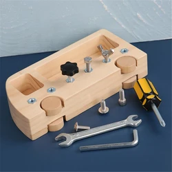 Montessori Busy Toy Busy Bus Wooden Screw Driver Board Basic Skills Game Toys Nuts Screw Bolts Set Gifts Kids Educational Toy