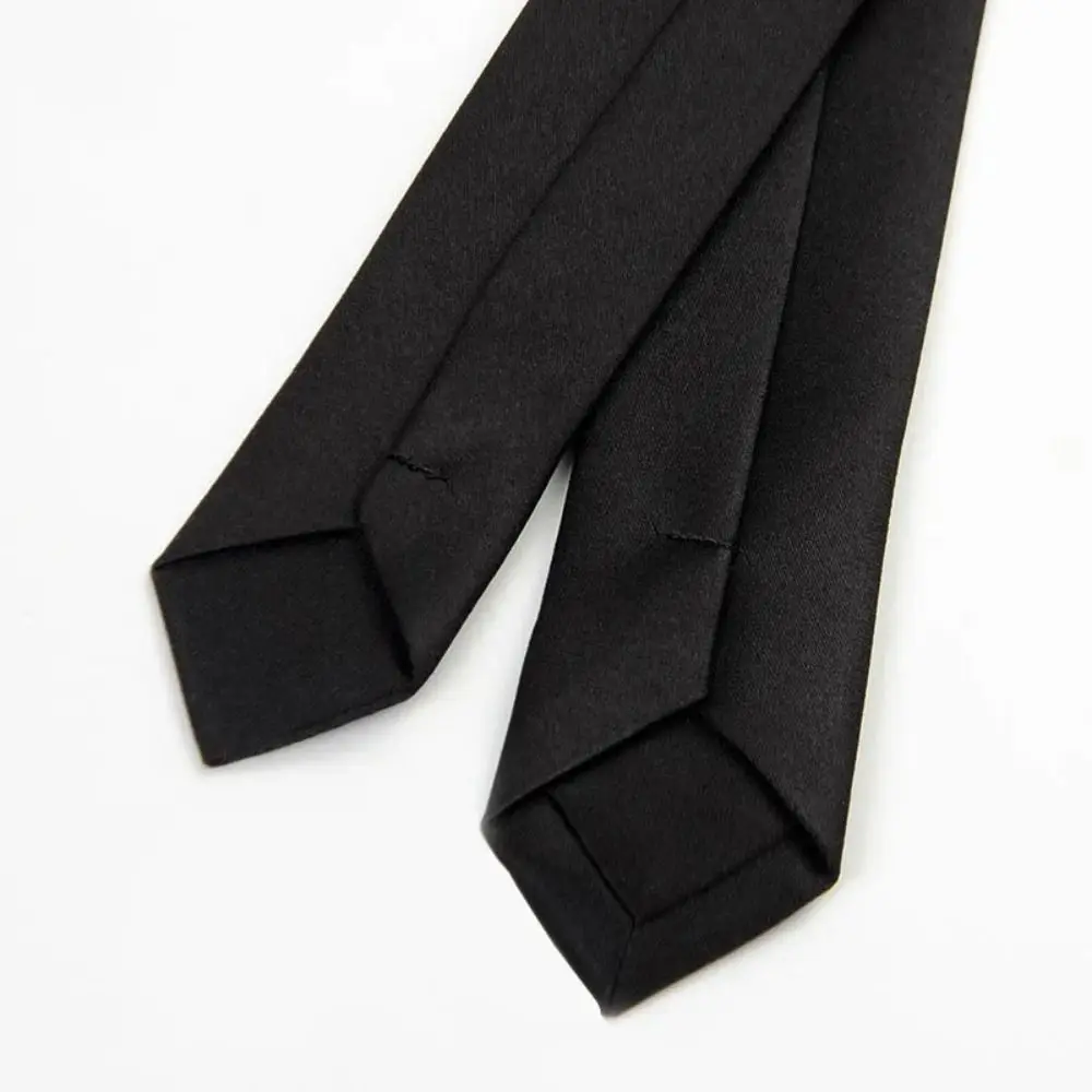 New 3cm Satin Super Slim Tie Fashion Classic Elegant Black Neck Tie Women Man Solid Color Skinny Narrow Necktie