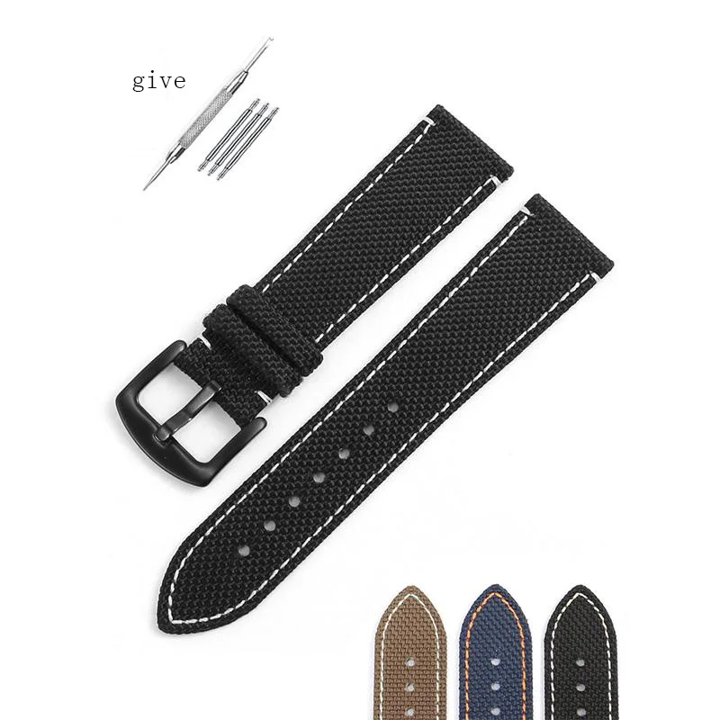 PEIYI Selected Quality Nylon Watchstrap For Mido M026 Watch Accessories Waterproof Sports Canvas Black Strap22mm