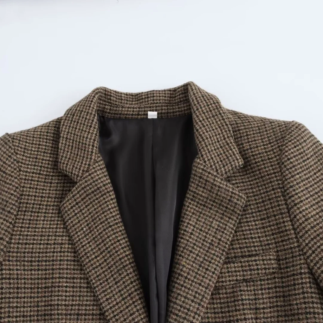 معطف بدلة نسائي جديد لشتاء 2024 من BM&MD&ZA بياقة متعددة الاستخدامات وصدر واحد وأكمام طويلة #3