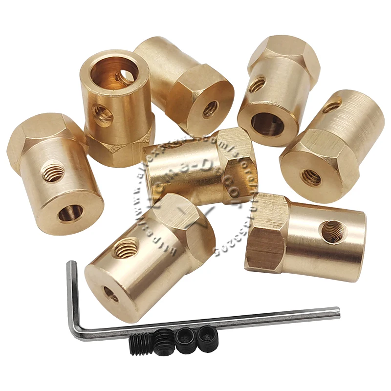 1pcs Brass Rigid Coupling Hexagonal Coupler Motor Shaft Connector Sleeve For Robot Smart Car Toy Boat Model 2/3/3.17/4/5/6/7/8mm