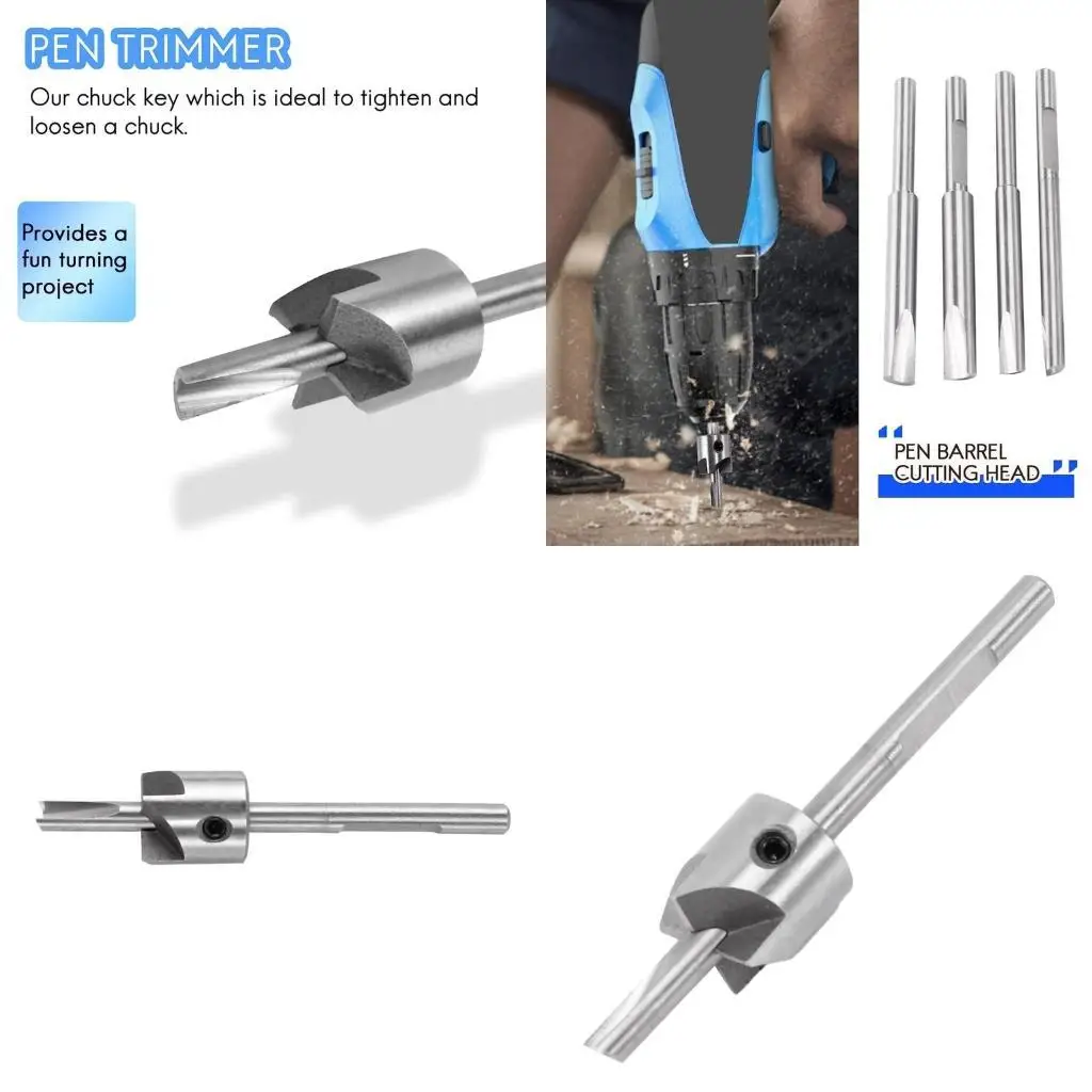 

E8BD 7Piece Pen Mill Set with 3/4" Cutting Head and Cutter Shafts Pen Barrel Mill Trimmer Set for Woodworking