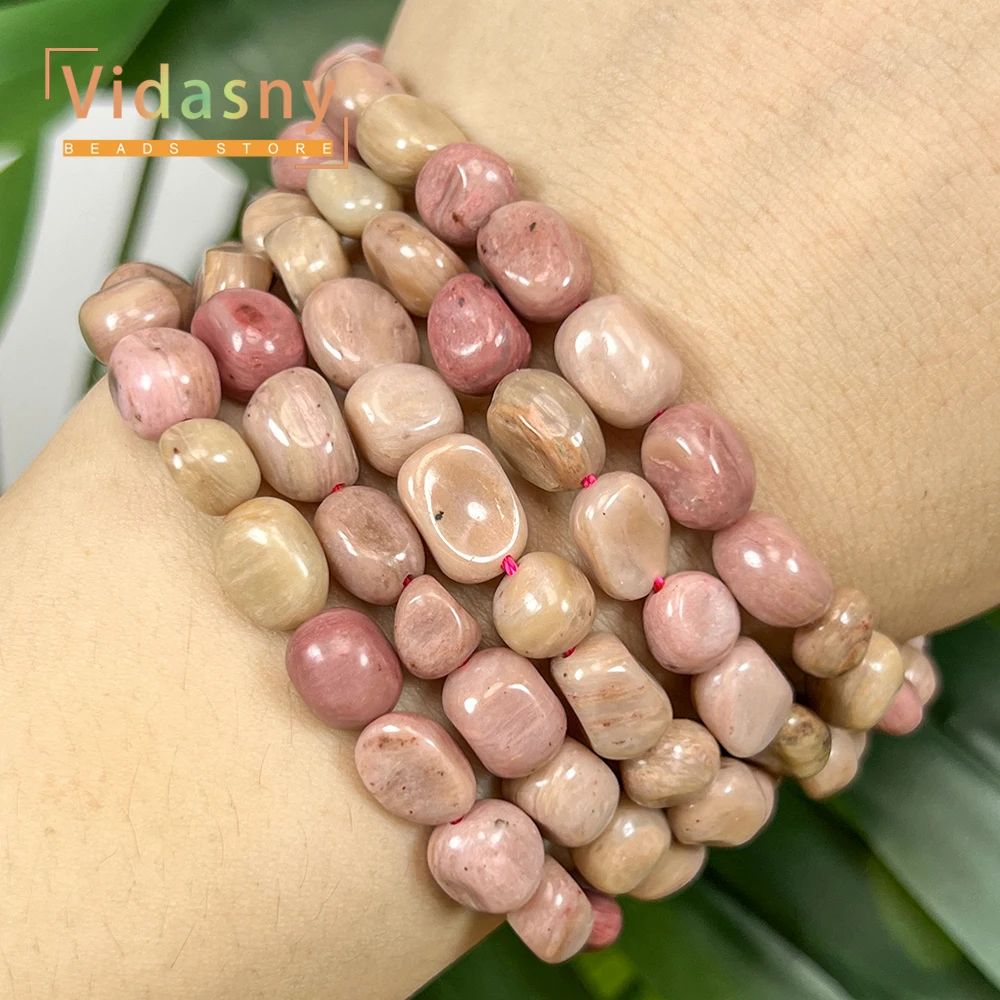 8-10mm Natürlicher Rhodonit-Stein, unregelmäßige ovale lose Perlen für Schmuckherstellung, DIY-Armbänder, Zubehör – Detail 8