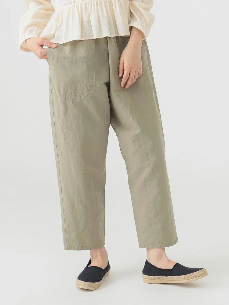 

High Waist Comfortable Loose Casual Linen Nine-Piece Pants Elastic Waisand DNTON Collaborative Sle Autumn 2025 Ladies' Fa...