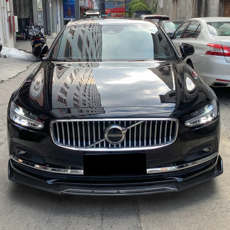 

For Volvo S90 2017-2022 Carbon Fiber Look Car Accessories Front Bumper Splitter Lip Diffuser Spoiler Protector Guard Deflector