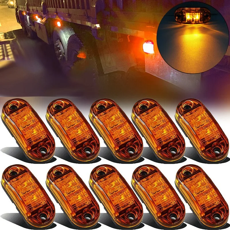 2 Pcs Durable Led Side Marker Lights for Trailer Trucks Caravan Side Clearance Marker Light Lamp Led Lorry Amber