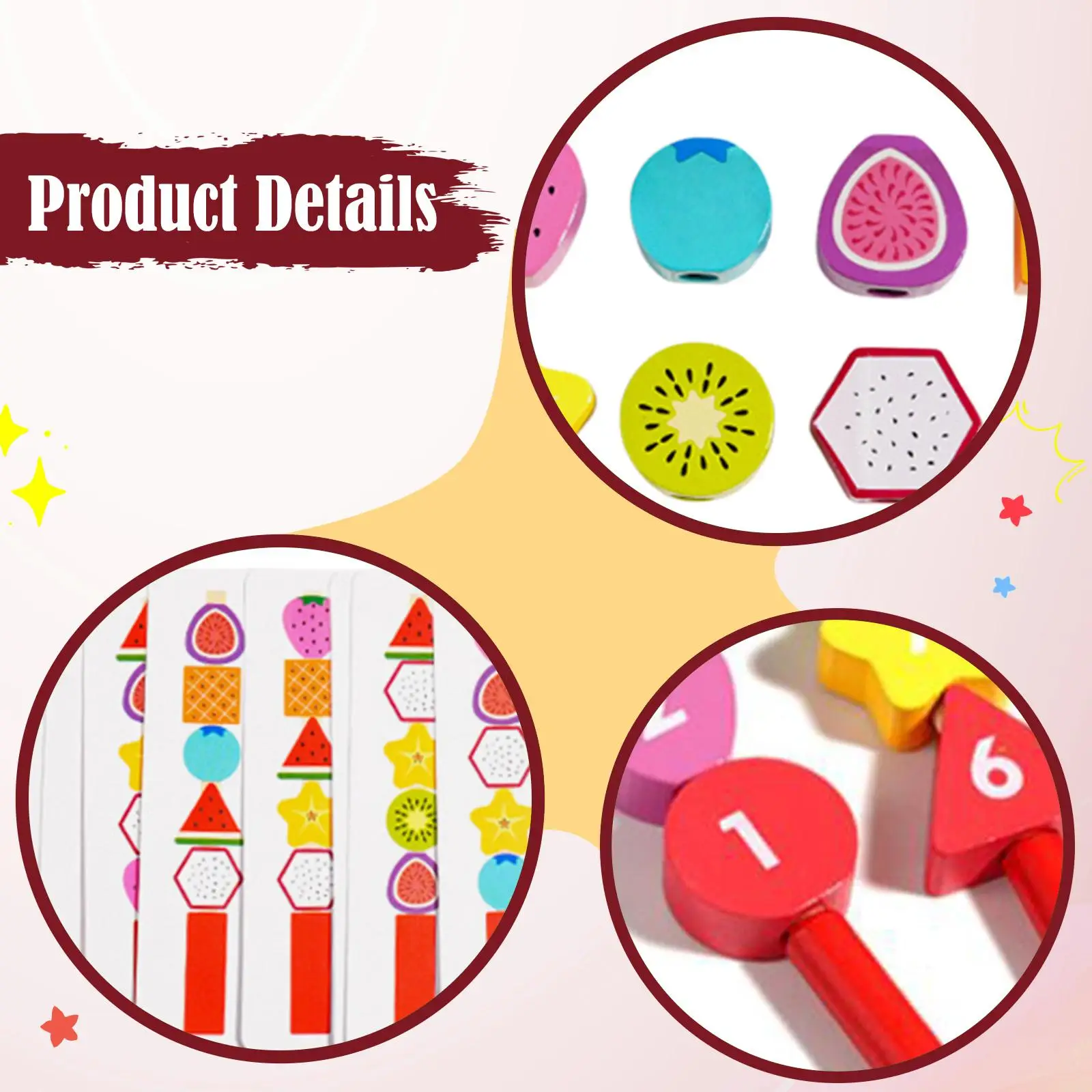 Beads Stacking Toy Holiday Gift Pattern Building Fine Motor Skills Builder