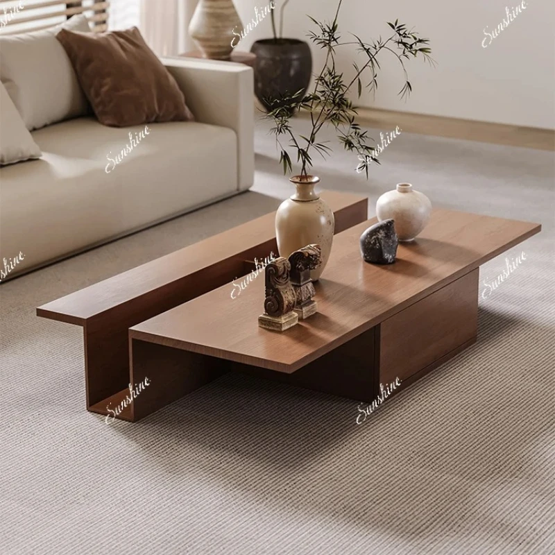 Solid wood retro coffee table household living room small apartment storage cabinet