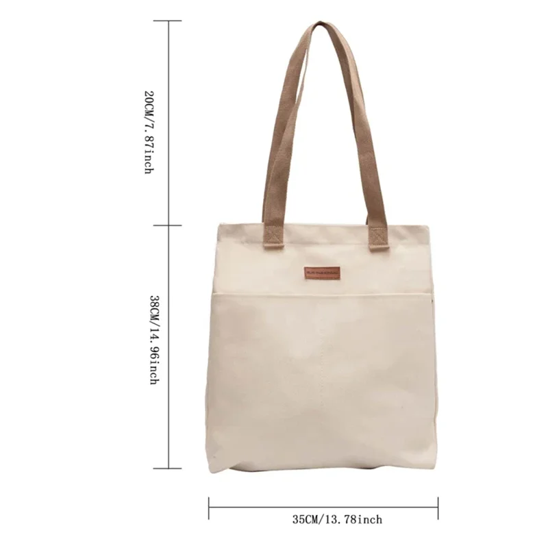 1Pc Women's Tote Bag Canvas Sewing Thread Large Capacity Advanced Sense Handbag Convenient Practical Female's Commuter Bag image 6