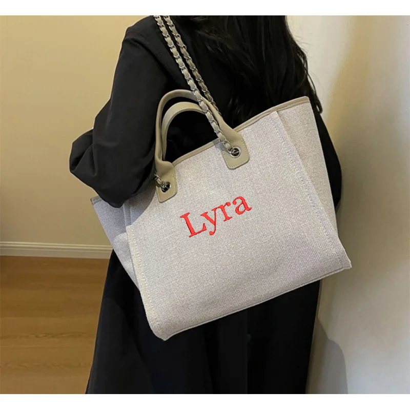 Personalized Name Women's Bag Water Bucket Bag Large Capacity Handheld One Shoulder Crossbody Chain Tote Bag Leisure