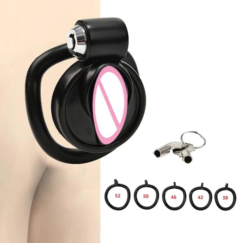 Pink Male Penis Chastity Cage Set Bird Chastity Cage Belt With 5 Size Rings Abstinence Lock Ring Lock Bondage Slave Man Sex Toy