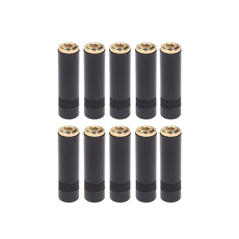 

10pcs 3.5mm TRS Audio Female Jack Solder Connector 3 Pole Stereo Adapters Aluminum Alloy Shell Black