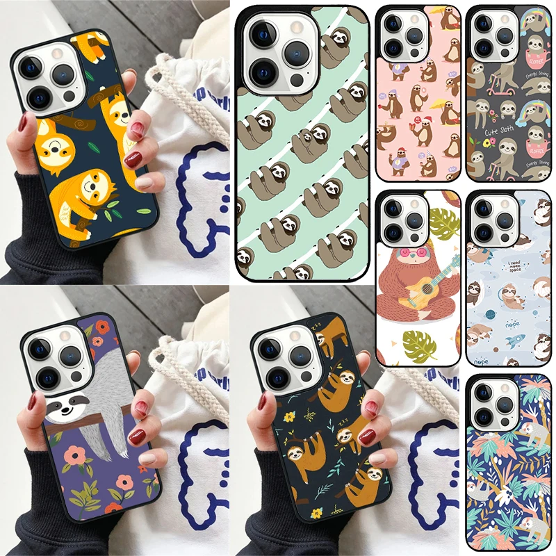 Sloths floral Style Phone Case for iPhone 16 15 14 12 13 mini PLUS X XS XR 11 PRO MAX Cover Fundas Shell