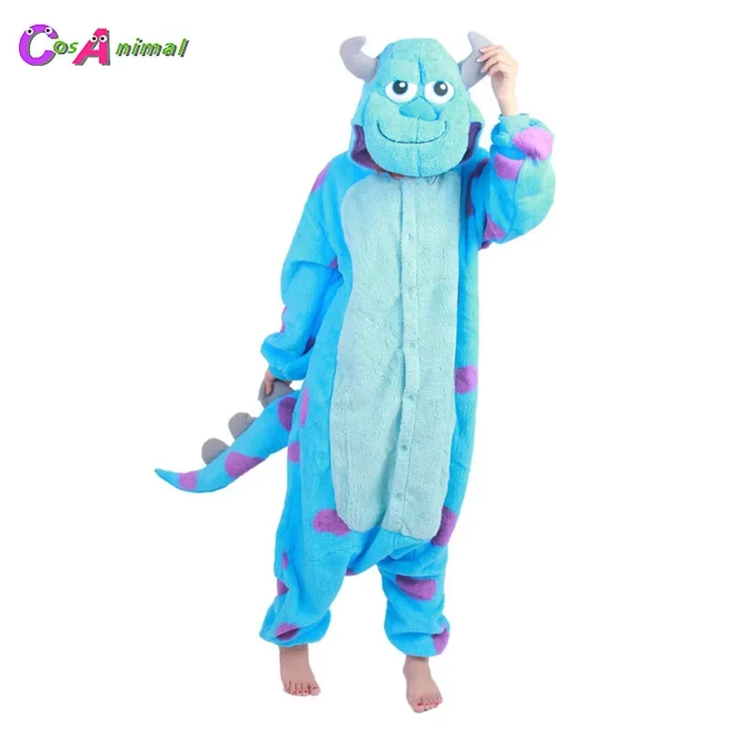 Monster James P. Sullivan and Mike Wazowski Kigurumi Adult's Cartoon Costume Sully Onesies Pajama For Halloween Carnival Party