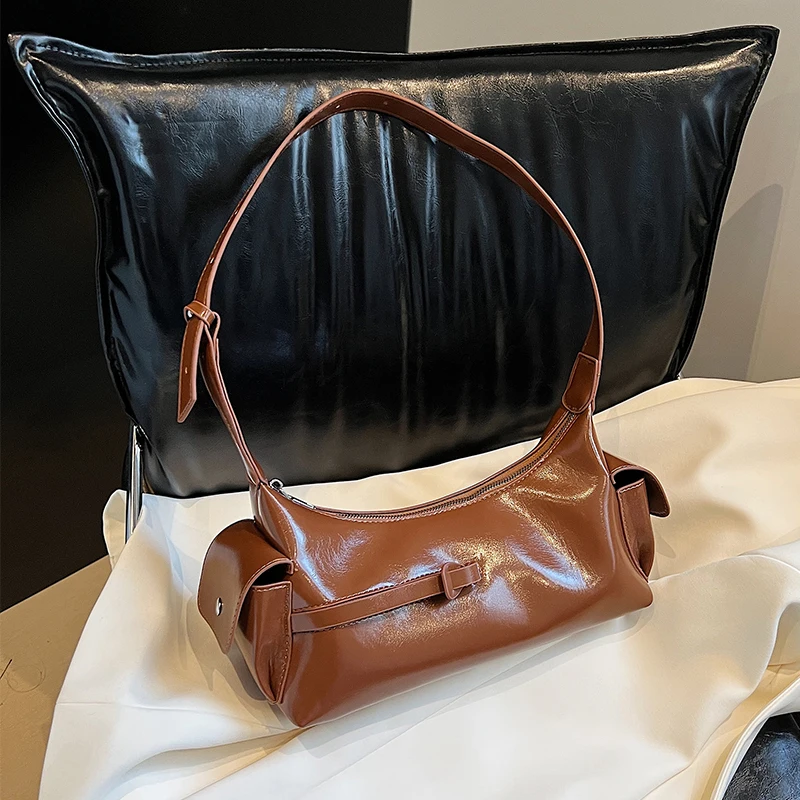 

Простая модная женская сумка во французском стиле, весна-лето 2022, масляная кожаная сумка на плечо, подмышки, дизайнерская сумка-тоут, клатч