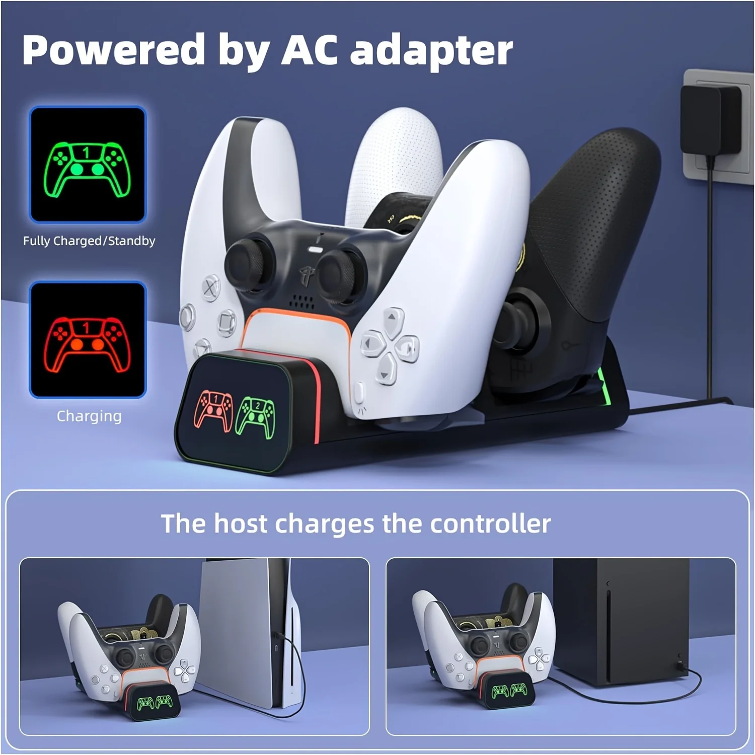 Dual Controller Charger For Xbox Series S/X For PS5/Nintendo Switch Pro/For Google Controller Charging Dock Charging Station