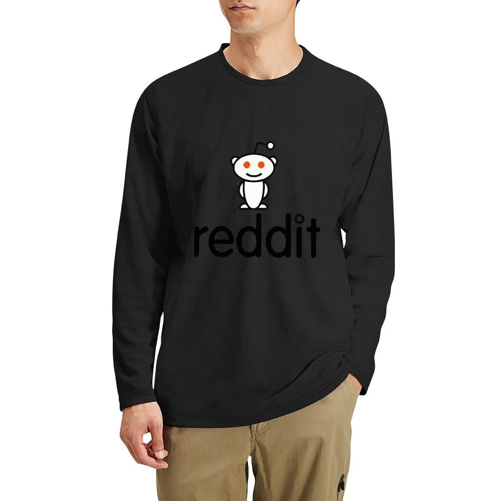 تي شيرت Reddit Snoo طويل تي شيرت أنيمي للأولاد تي شيرت رجالي ثقيل الوزن تي شيرت رجالي