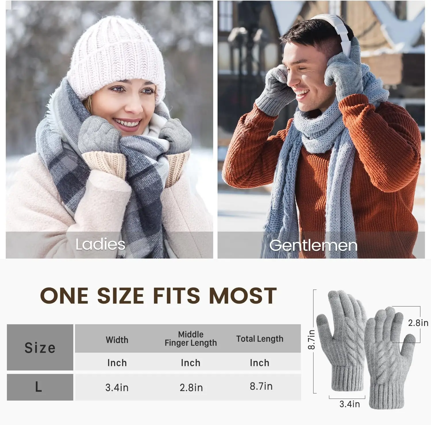 Winterhandschoenen – dikke wolfleece, touchscreen, thermisch en geïsoleerd