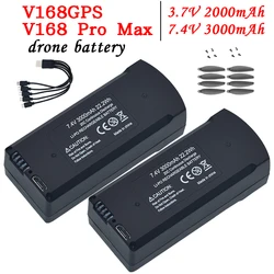 2Pcs V168 Pro Max original 7.4V 3000mAh Lipo Battery suitable for V168 V198 GPS 8K 3.7V 2000mAh drone charging backup battery