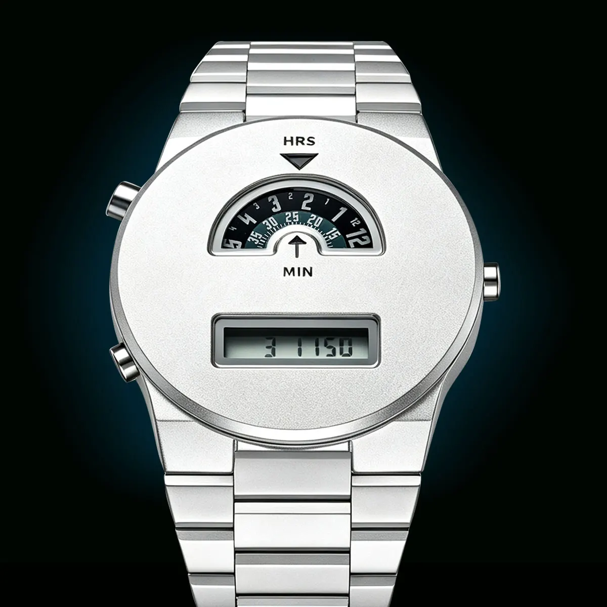 Unique Niche Retro Functional Watch Unisex Analog Digital Dual Screen Stainless Steel Strap Y2K Futuristic Electronic Wristwatch