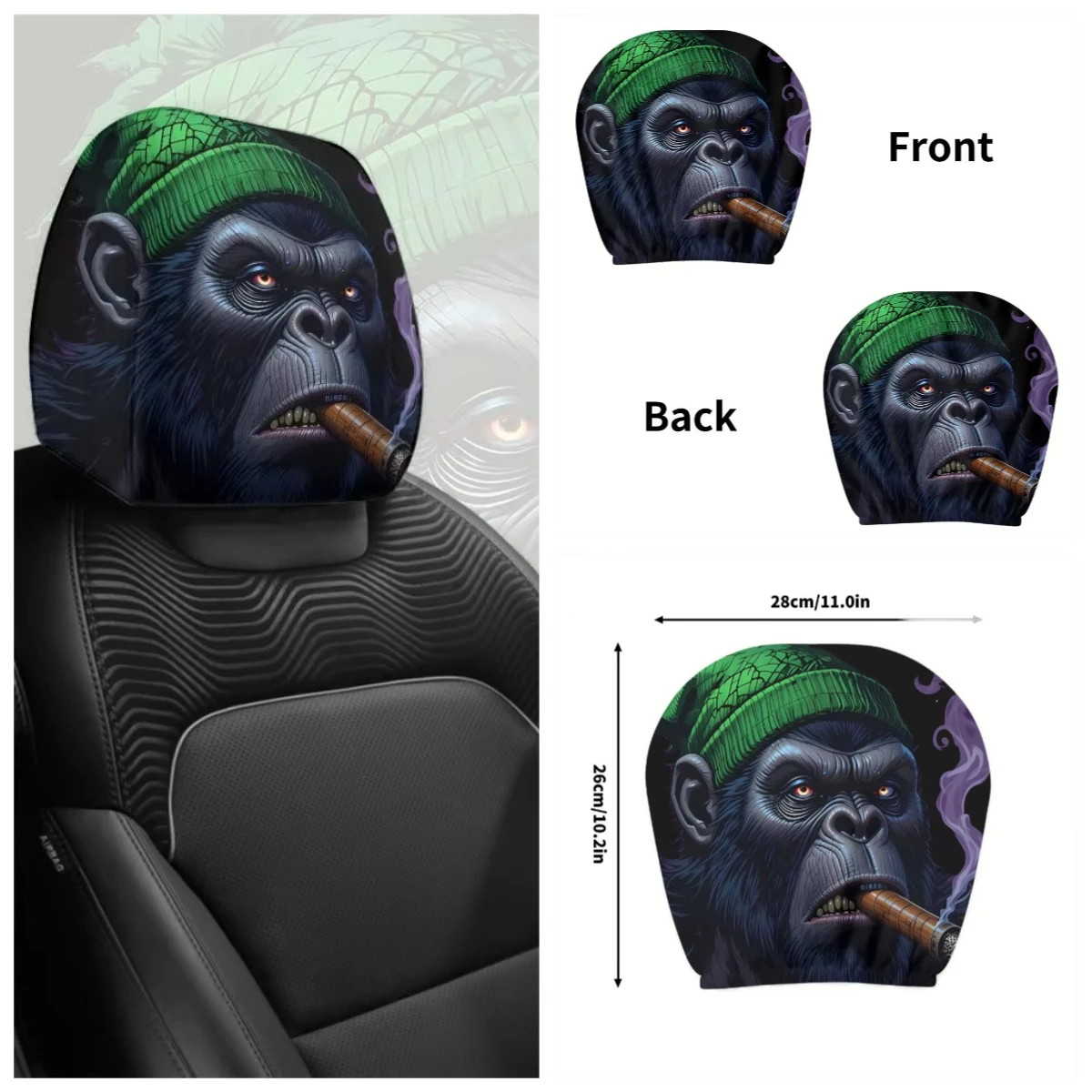 

Праздничный подарок для моего парня: Сигара Гориллы. Дышащая моющаяся наволочка для автомобиля. Набор из двух предметов, жесткий парень и украшение автомобиля.