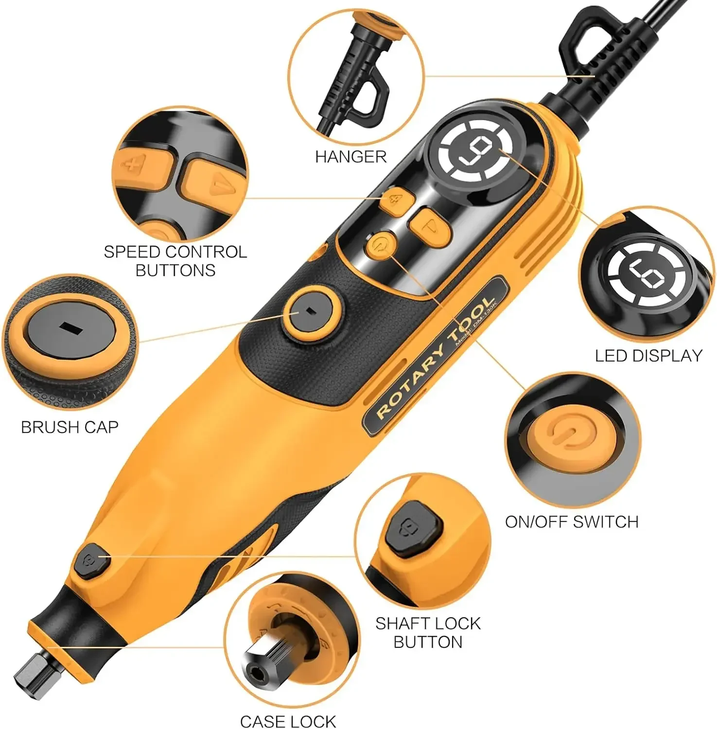 Imagem -04 - Handstar-elétrica Kit Ferramenta Rotativa com Flex Shaft Velocidade Variável Conjunto de Broca Elétrica Grande Tela Led 1000035000 Rpm