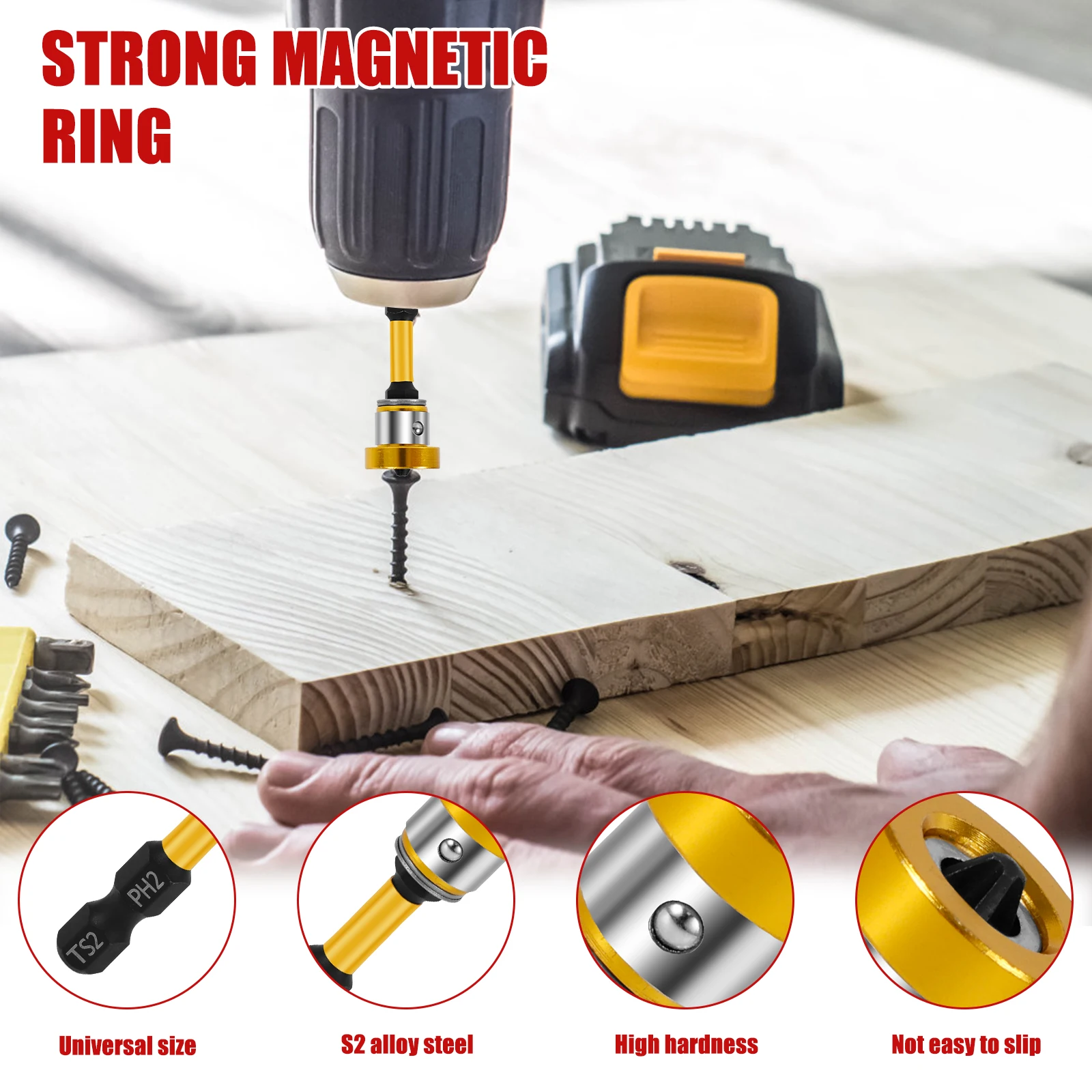 10 Pcs Drywall Screw Setter with 1/4" Hex Shank Magnetic Positioning Screwdriver Bit with Depth Stop 50mm PH2 Drywall Screw Bit