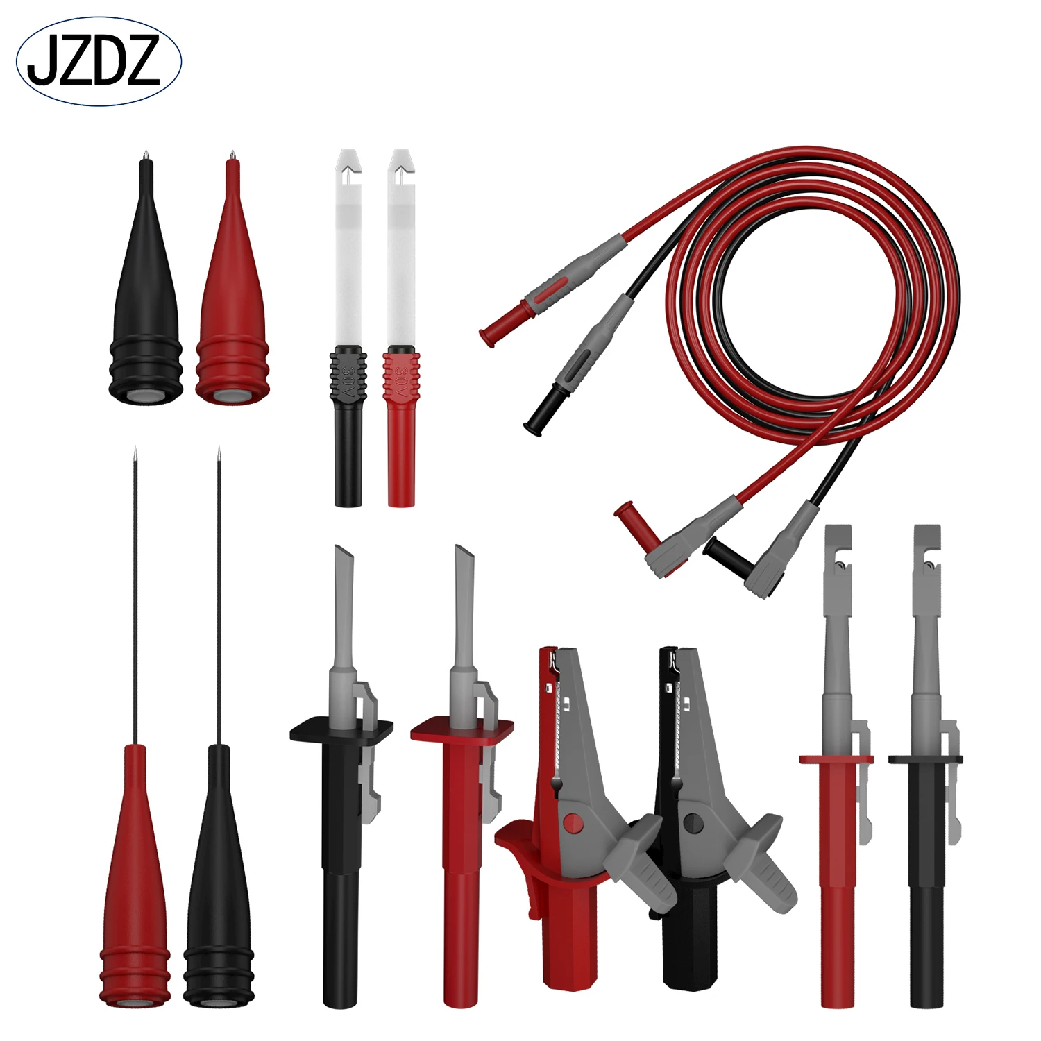 JZDZ Multimeter Test Leads Kit Digital Electrical Test Probes Set with Alligator Clips Puncture Wire-Piercing Test Clip JT0090
