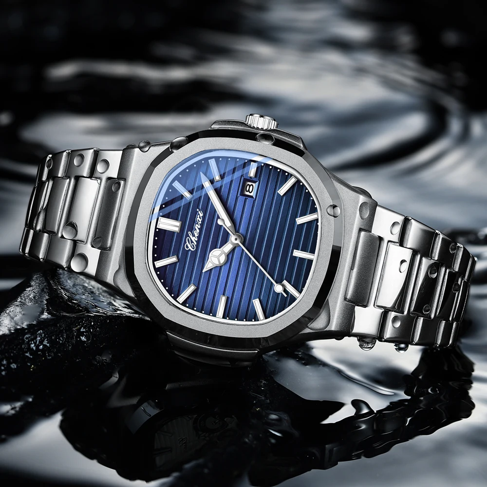 

CHENXI лучший бренд класса люкс мужские наручные часы деловые водонепроницаемые светящиеся сплавы многоугольный корпус модные кварцевые часы мужские с календарем