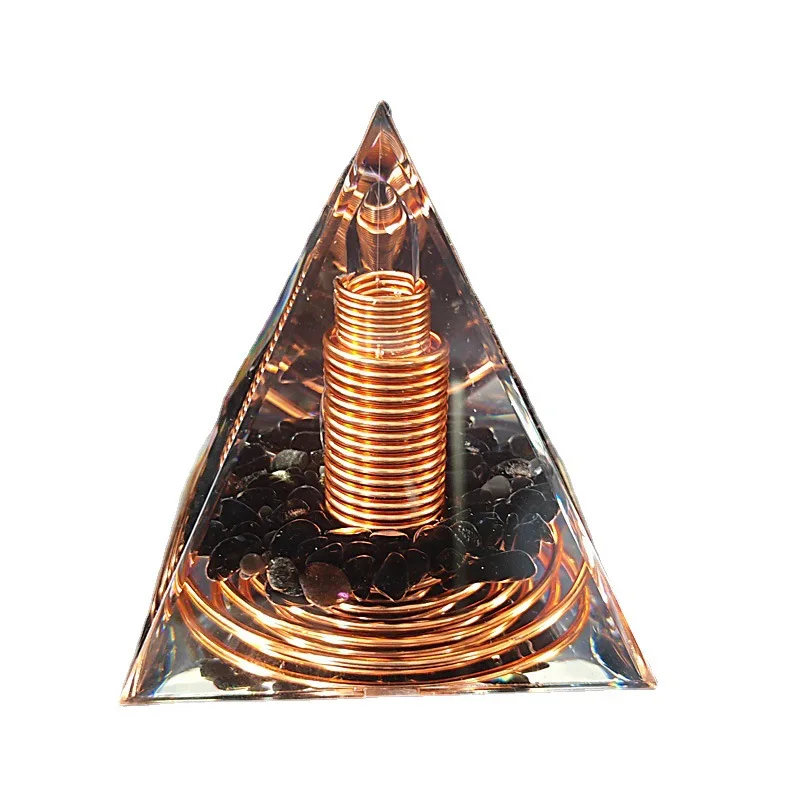 Handmade Spiral Pyramid Ornament With Crystal Gravel Creative Resin Craft for Desktop Home Decor Spiritual Gift