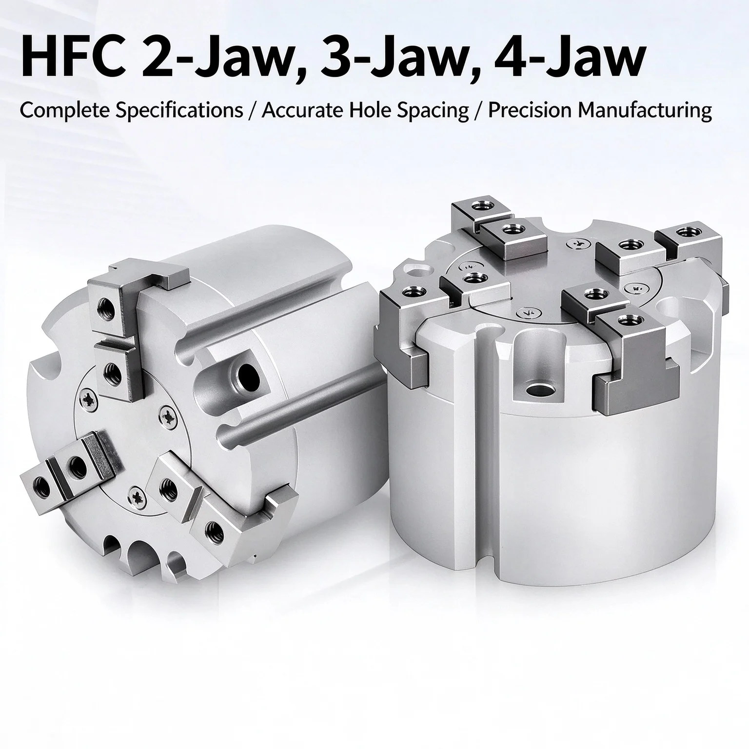 HFCX Four-Claw Finger Pneumatic Cylinder Claw Parallel Fixture Bore Sizes 16/20/25/32/40/50/63 for Precision Clamping