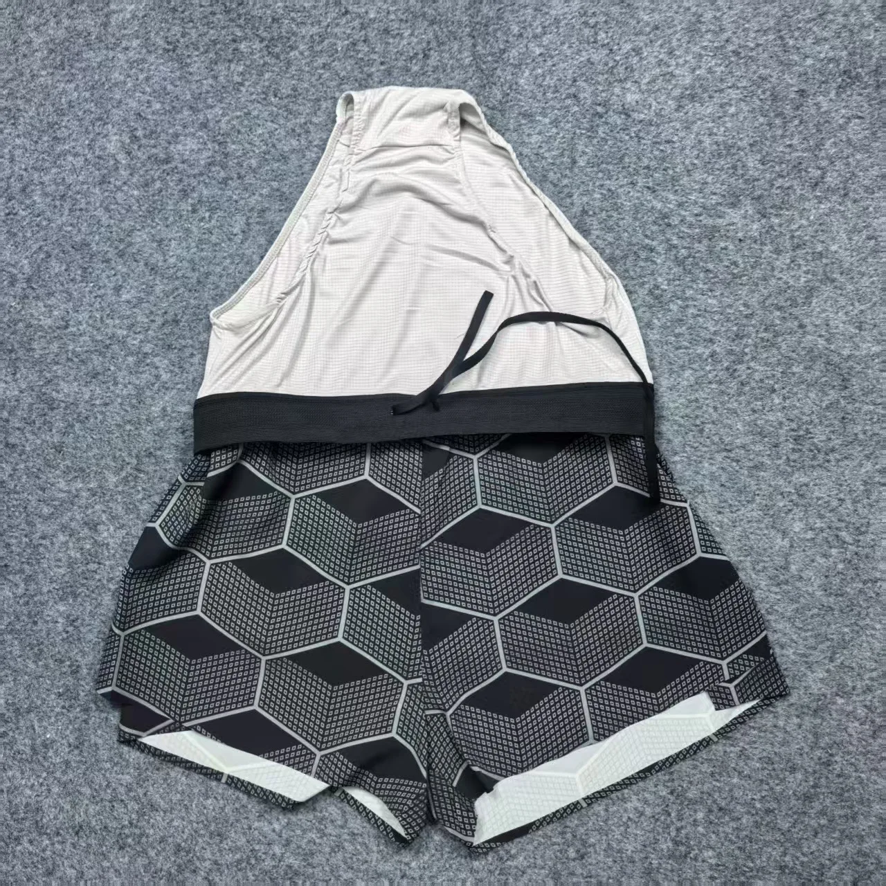 Summer Sale Favorite Black Geometric Print Men's High Waist Running Shorts Lightweight Shell Breathable Mesh Marathon Shorts