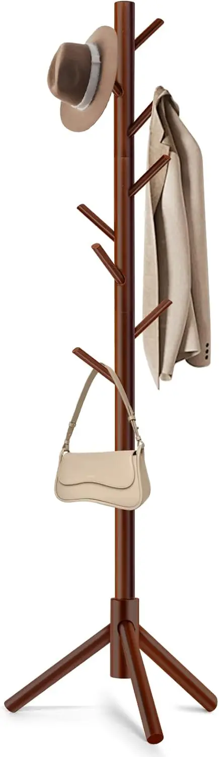 

Freestanding Coat Rack with 8 Hooks, Adjustable Tree Design for Hats, Coats, Scarves – Bedroom, Hallway, Office