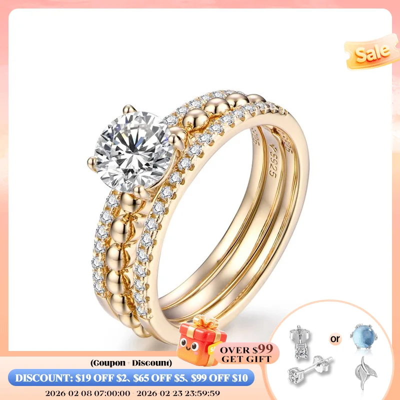 

ATTAGEMS D Color Round Cut 1.0ct Luxurly Moissanite Ring for Women Real 925 Sterling Silver Engegament Wedding Band Fine Jewelry