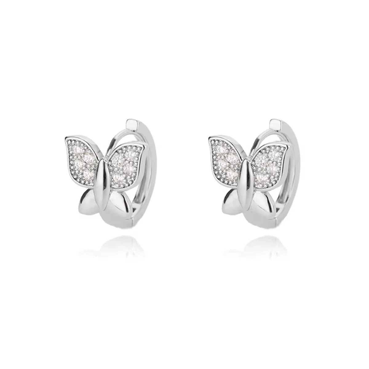 Trending Small Crystal Butterfly Hoop Earrings Chic Gold/Silver Color Metal Earrings For Women Daily Wear Jewelry image 3