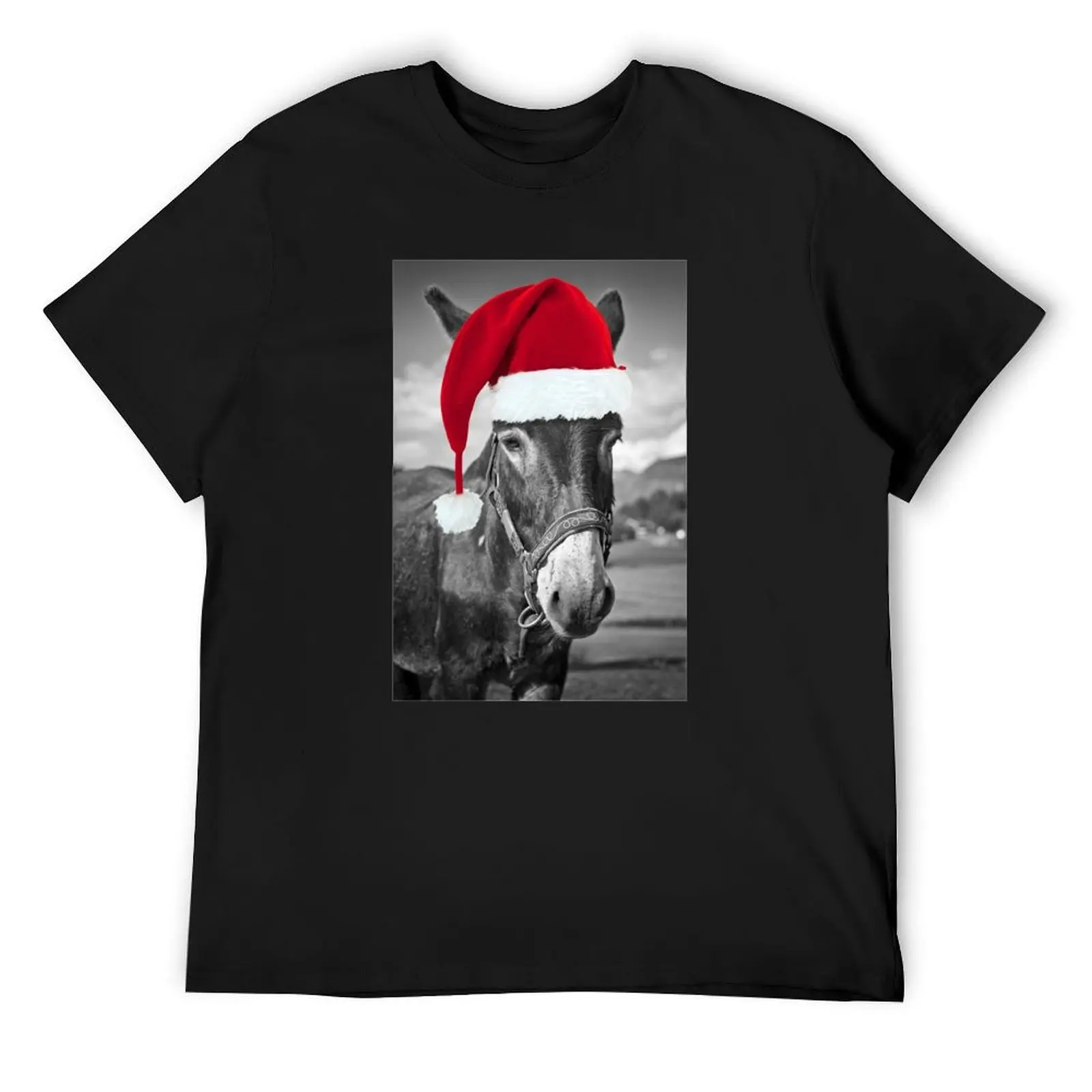 

donkey christmas T-Shirt Short sleeve tee shirts graphic tee vintage graphic t shirt vintage funny t shirts for men
