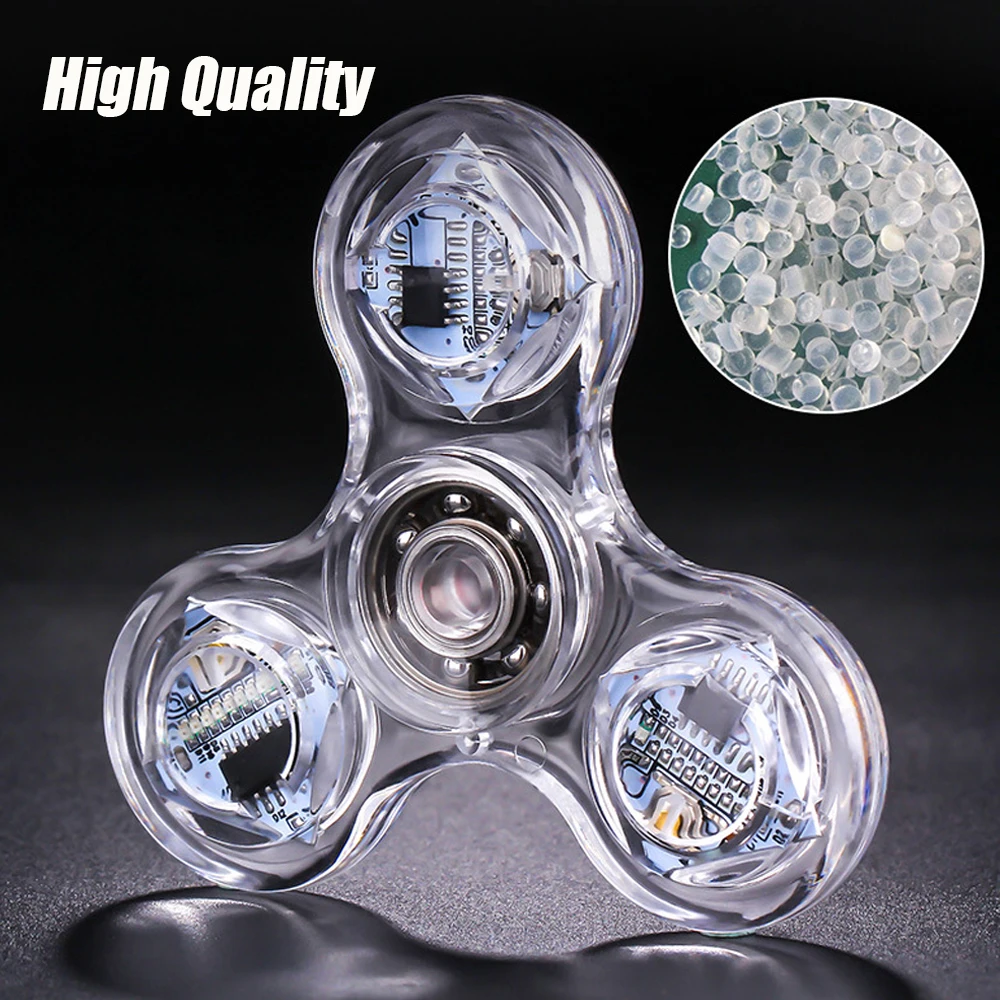 LED light Fidget Spinner Luminous Finger Stress Relief Toys Hand Top Spinners Glow in Dark Light Birthday Christmas Gift