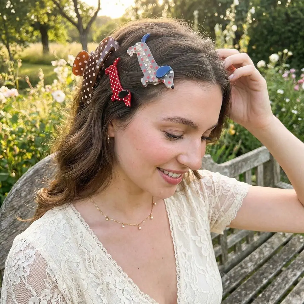 

Fashion Pvc Polka Dot Dog Hair Claw Large Shark Clip Cartoon Hairpin Bang Clip Hair Accessories Puppy Side Clip Vacation