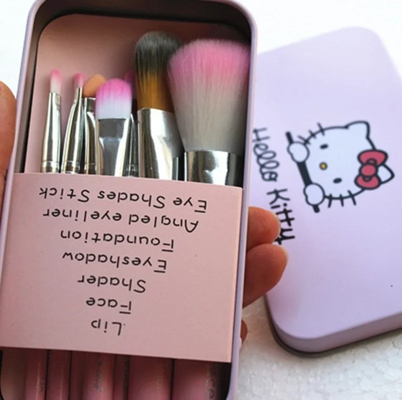 Hello Kitty Cosmetic Bag Storage Iron Box Makeup Brush Set Makeup Brush Set with Case Mask for Face Women Foundation Organizer