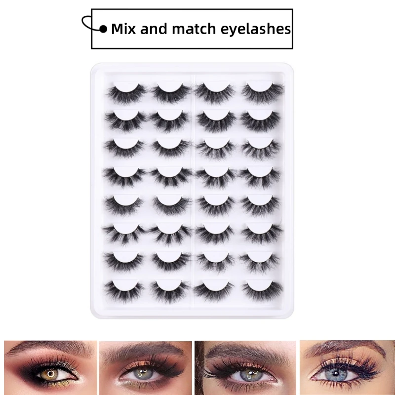 16 pairs/Tray Multi-layer Natural warping flexible cotton band exaggeration false eyelashes extention with personalized