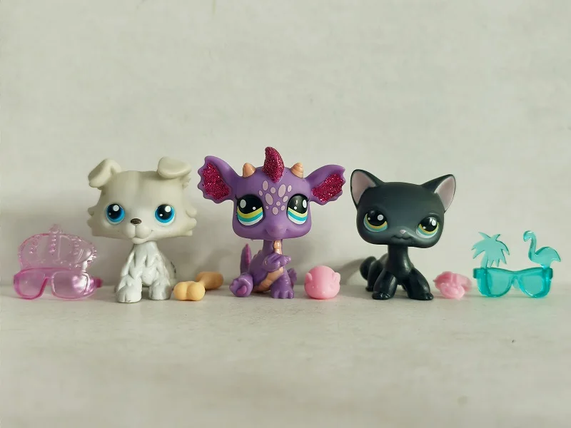 3pcs/lot LPS Figure pet shop Cat Dog Dragon W/Accessories Littlest Pet Shop toy #008