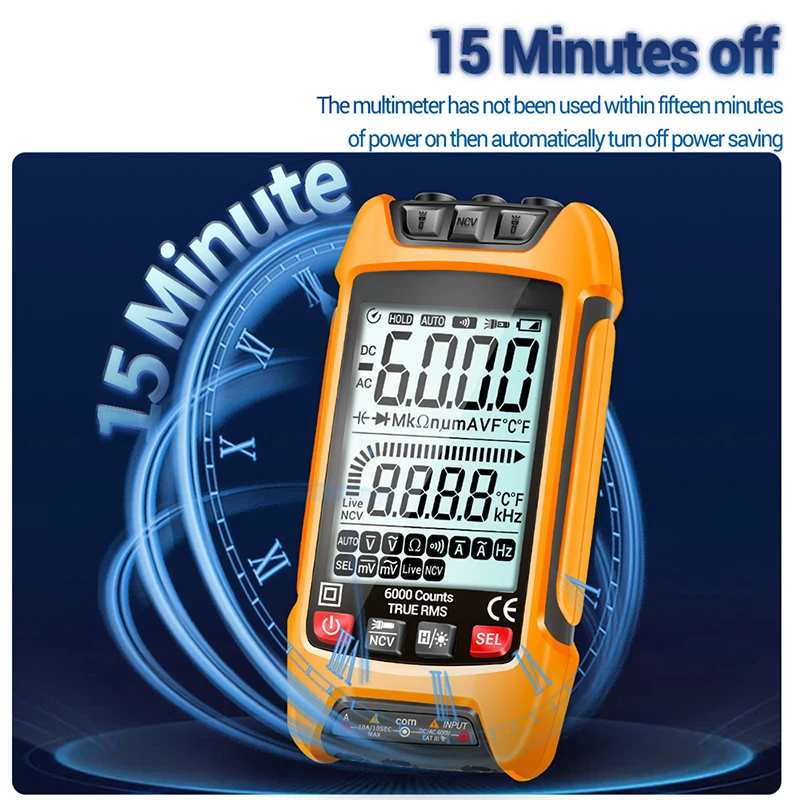 Multimeter Digital Pintar 6000 Counts True RMS Auto Range Multimeter Digital Pengukur Tegangan Arus AC DC Resistansi Multimeter Tester