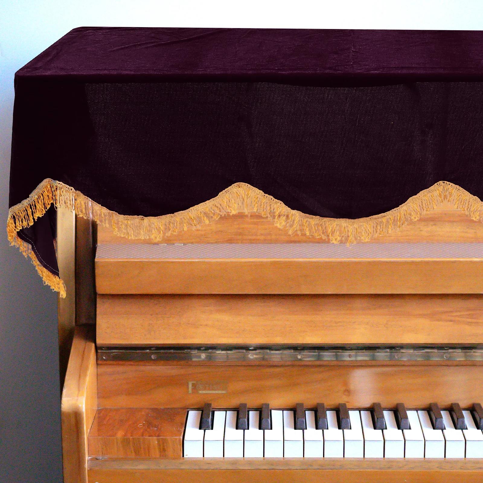 

Piano Dustproof Cloth Cover Fabric Protective Music Upright Protector Golden Velvet